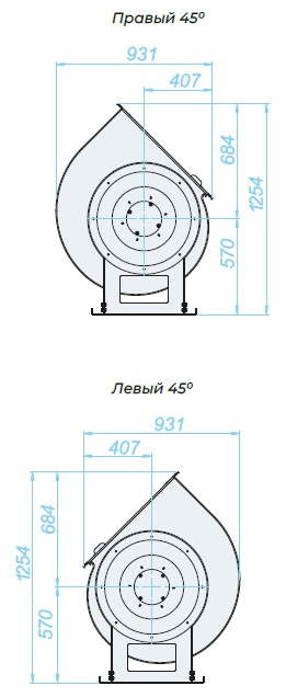 Аэродинамические характеристики, габаритно-присоединительные размеры — Вентилятор радиальный SVR 5,6 DU